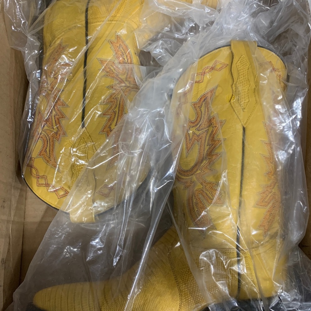 Dan Post Cowboy Boots Lizard Pointed Toe Yellow